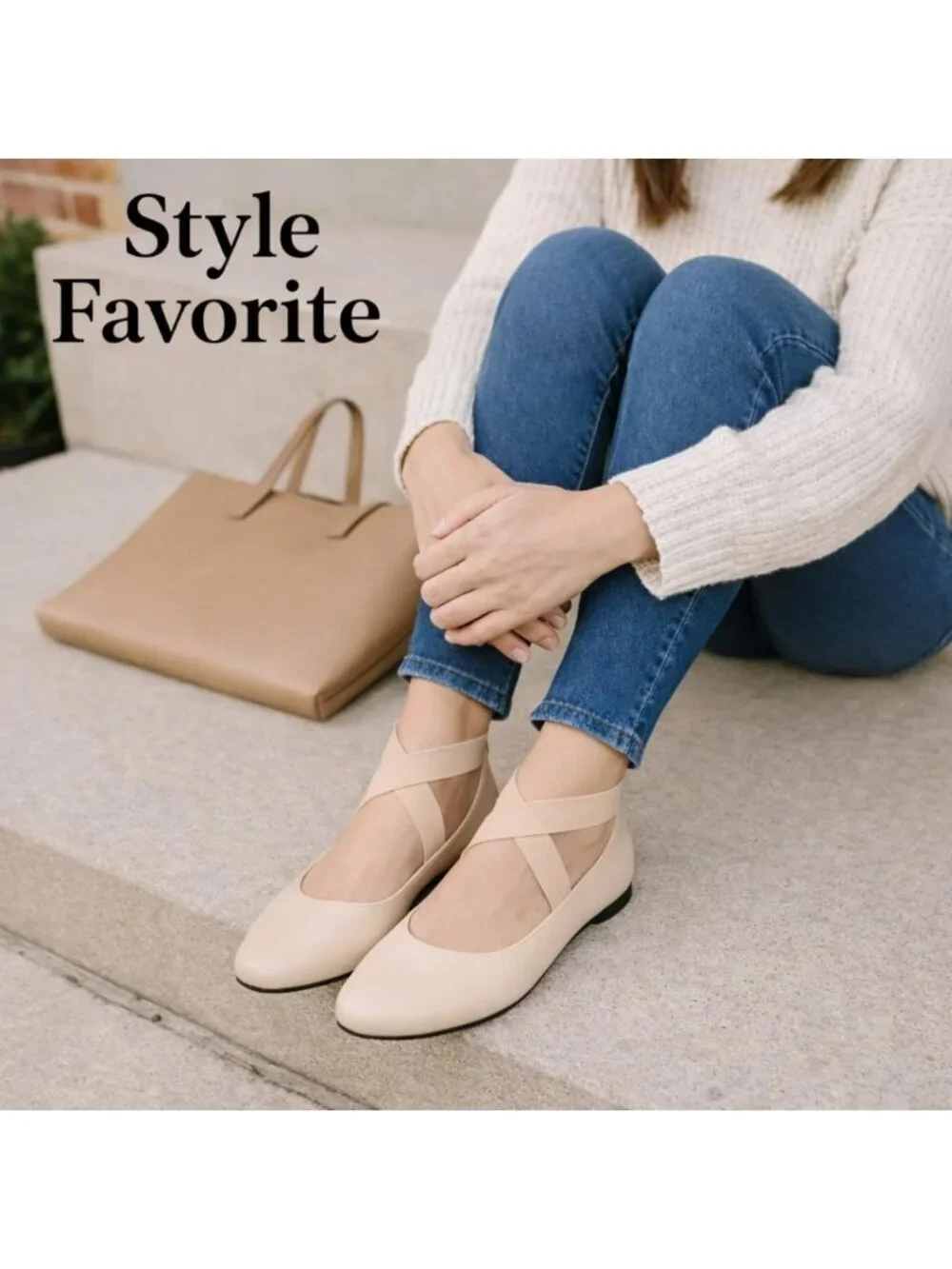 Women's Nude Foam Cushioned Closed Toe Criss Cross Elastic Strap Flat Shoes